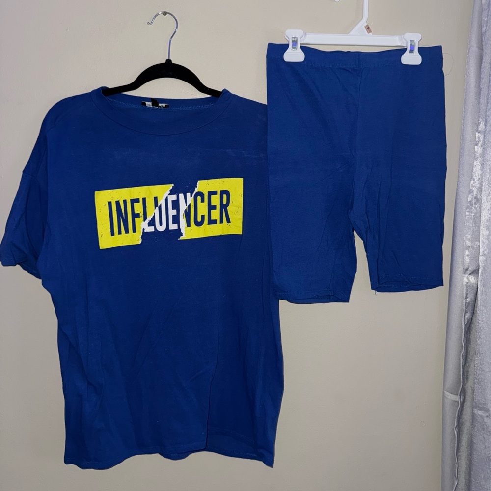 Fashion Nova, royal blue matching shorts set, size medium